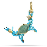 Blue Crab Pendant Gold Hanging